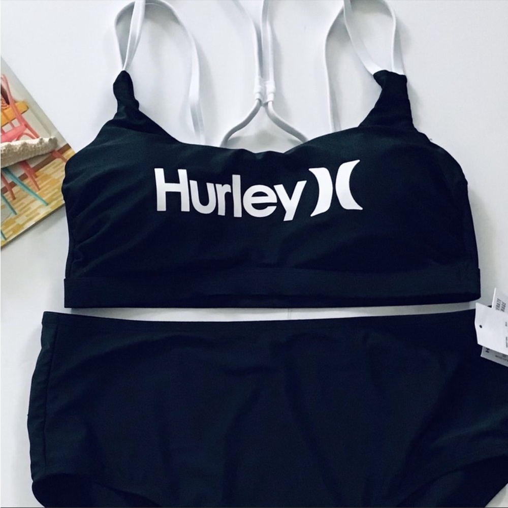 Hurley NWT Black and white two piece plus size swimsuit bathing suit Size 1X - Picture 5 of 14
